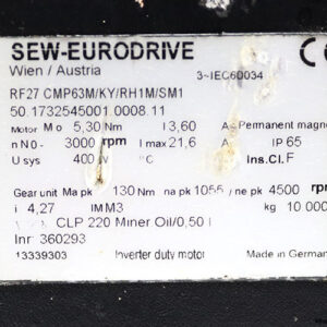 sew-RF27-CMP63M_KY_RH1M_SM1-ac-servo-motor-gear-used-2