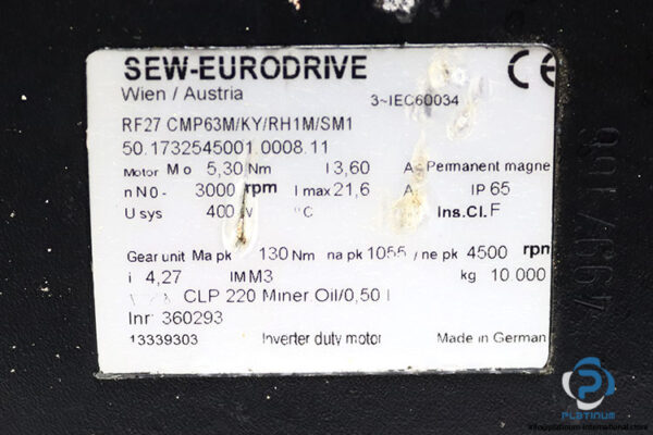 sew-RF27-CMP63M_KY_RH1M_SM1-ac-servo-motor-gear-used-2