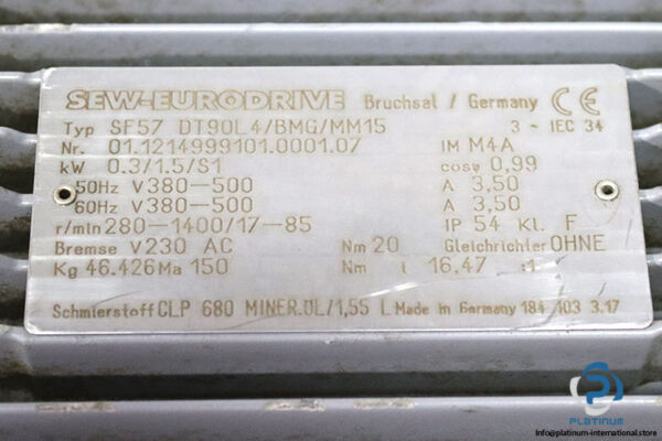 sew-SF57-DT90L4_BMG_MM15-helical-worm-gearmotor-used-5