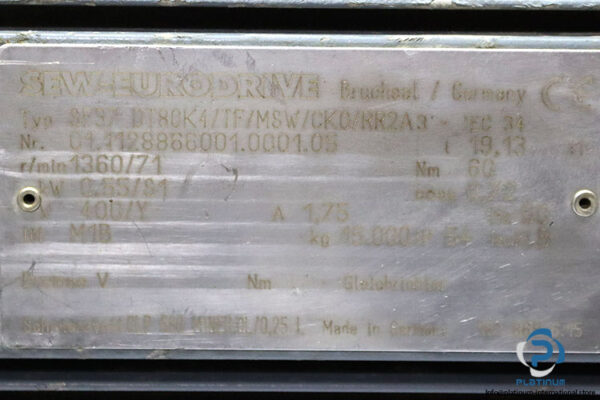 sew-SF37-DT80K4_TF_MSW_CK0_RR2A-helical-worm-gearmotor-used-6