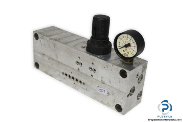 sca-schucker-87120.0002-hydraulic-valve-manifold-pressure-regulator-and-gauge-used