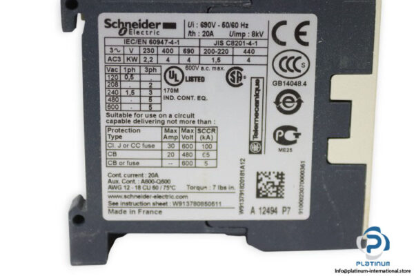 SCHNEIDER-LC1K0910P7-contactor(new-carton)-2