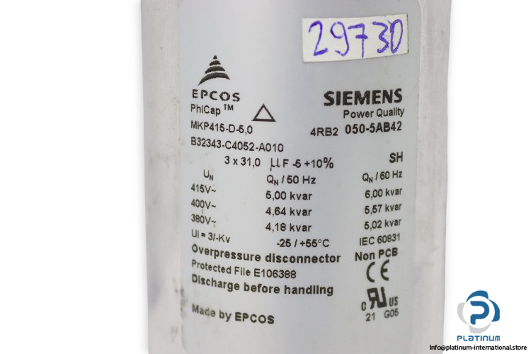 siemens-MKP415-D-5.0-power-capacitor-(Used)-1