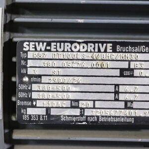 sew-R87-DT100LS-4-BMG-MM30-gear-motor-used-5