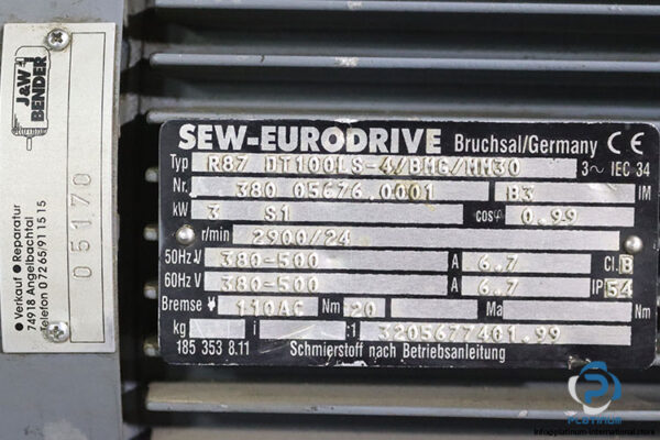 sew-R87-DT100LS-4-BMG-MM30-gear-motor-used-5