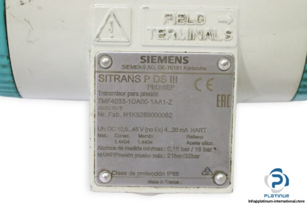 siemens-7MF4033-1DA00-1AA1-Z-pressure-transmitter(used)-1