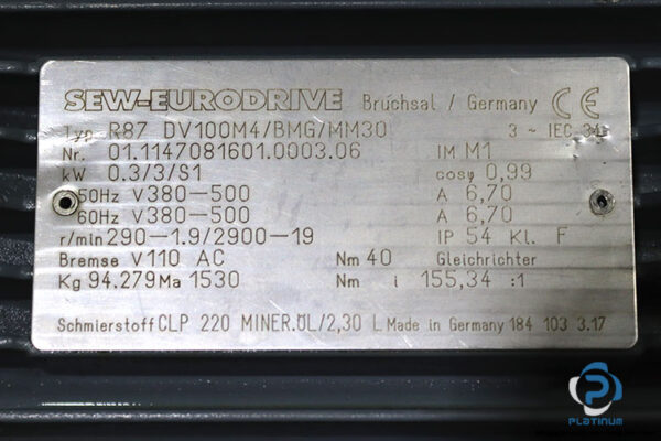 sew-R87-DV100M4_BMG_MM30--0003--helical-gearmotor-(used)-6