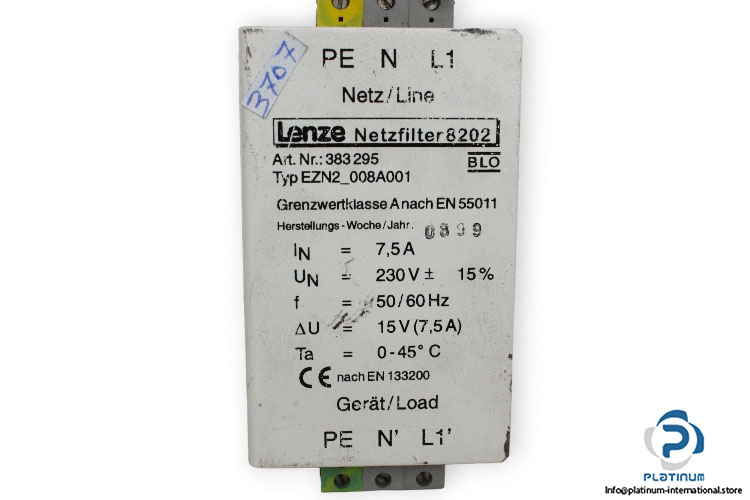 lenze ezn2 008a001 line filter lenze-EZN2_008A001-line-filter-(used)-1