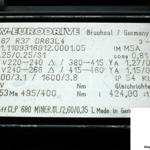 sew-S67-R37-DR63L4-helical-worm-gearmotor-1-used