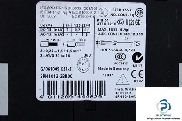 siemens-3RN1013-2BB00-thermistor-motor-protection-multifunctional-evaluation-unit-(used)