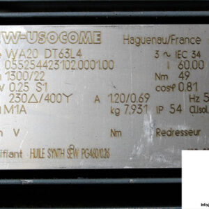 sew-WA20-DT63L4-gear-motor-1-used