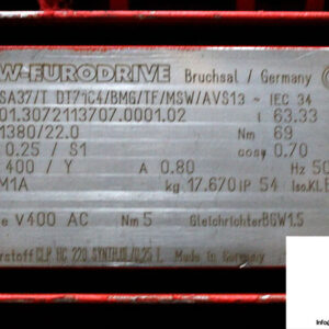 sew-SA37_T-DT71C4_BMG_TF_MSW_AVS13-helical-worm-gear-motor-1-used