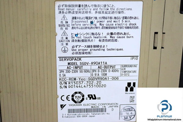 yaskawa-SGDV-R90A11A-servo-motor-drive-(used)-3