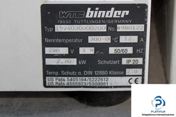 Wtc-Binder-FED-240-19240300002000-heating-oven-Used-7