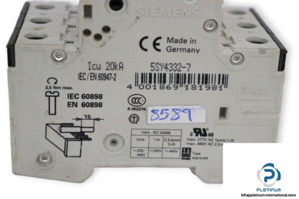 siemens-5SY4332-7-miniature-circuit-breaker-(used)-2