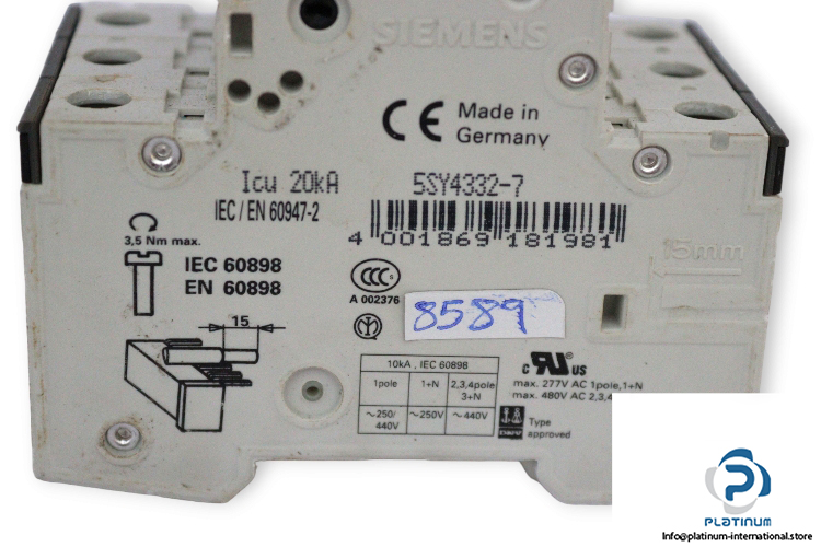 siemens-5SY4332-7-miniature-circuit-breaker-(used)-2