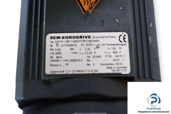 sew-KAF47_CM71S_BR_TF_RH1M_SB64-helical-bevel-gearmotor-(used)-2