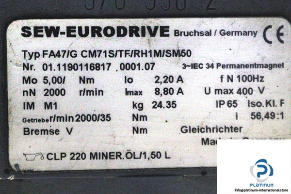 sew-FA47_G-CM71S_TF_RH1M_SM50-parallel-shaft-helical-gearmotor-used-3