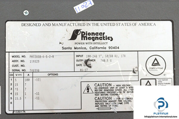 pioneer-magnetics-PM3358-6-5-2-N-switching-power-supply-(Used)-2