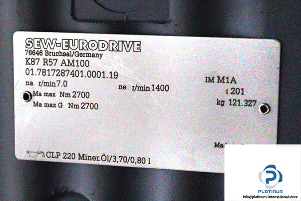 sew-K87-R57-AM100-helical-bevel-gear-unit-with-adapter-new-3