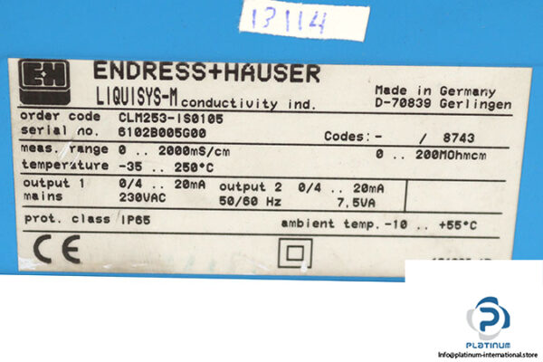 endress-hauser-CLM253-1S0105-conductivity-transmitter-(used)-2