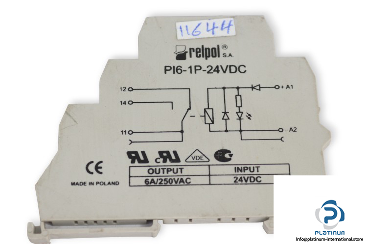 relpol pi6 1p 24vdc interface relay relpol-PI6-1P-24VDC-interface-relay-(used)-1