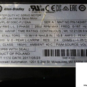 allen-bradley-vpl-b1306c-pj12aa-permanent-magnet-servo-motor-2-2