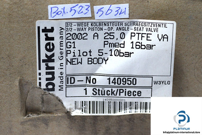 Burkert-2002-A-25.0-PTFE-VA-G1-angle-seat-valve-(new)-5