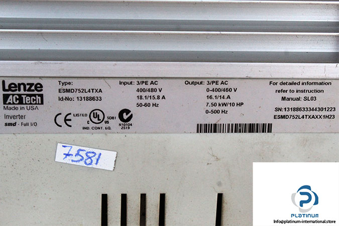 lenze-ESMD752L4TXA-frequency-inverter-(Used)-2