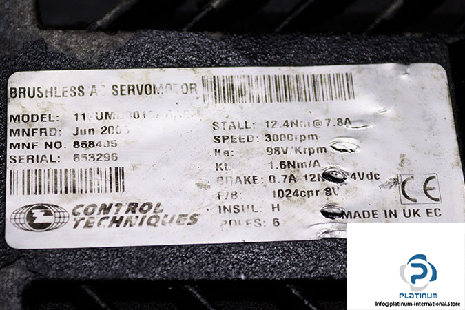 control-techniques-115UMD301CARAB-brushless-ac-servomotor-used-2