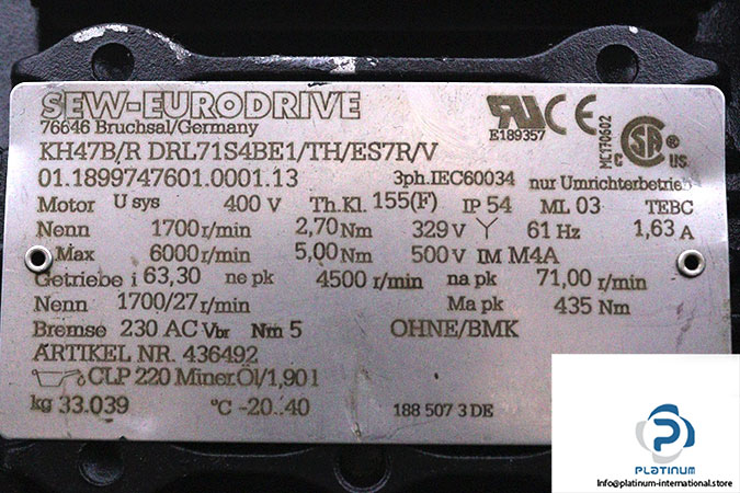 sew-KH47B_R-DRL71S4BE1_TH_ES7R_V-helical-bevel-gearmotor-used-2