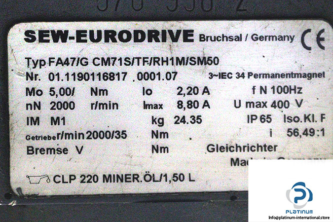sew-FA47_G-CM71S_TF_RH1M_SM50-parallel-shaft-helical-gearmotor-used-3