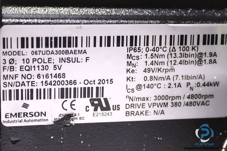 emerson-067UDA300BAEMA-servo-motor-(used)-2
