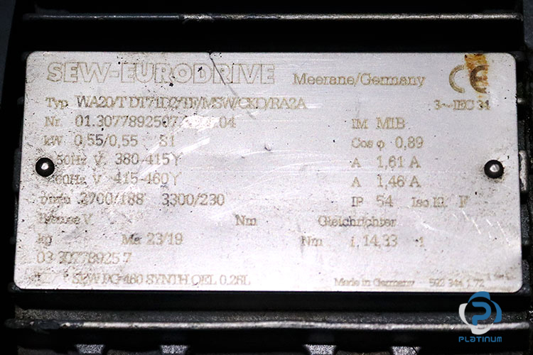 sew-WA20TDT71D2TFMSWCKORA2A-gearmotor(used)-1