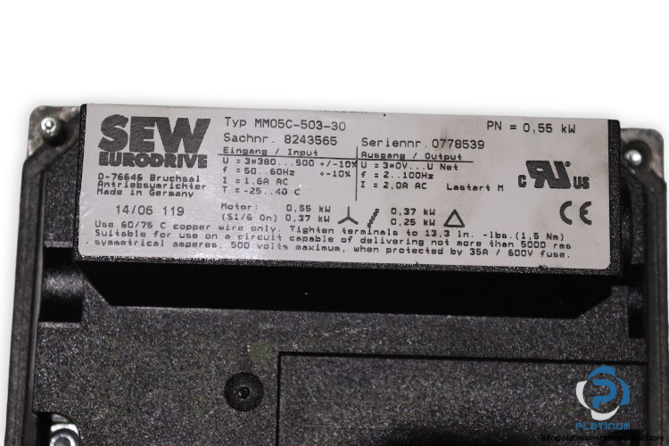 sew-R37-DT71D4-BMG-MM05-AVSK-helical-gearmotor(used)-4