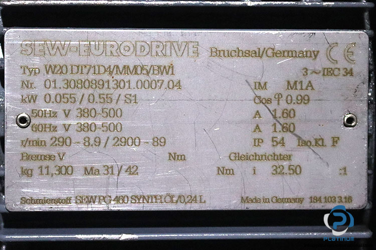 sew-W20-DT71D4-MM05-BW1-01.3080891301.0007.04-Spiroplan-gearmotor(used)-5