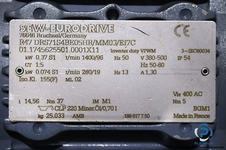 sew-R47-DRS71S4BE05HRMM03EI7C-helical-gearmotor(used)-6