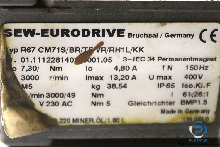 sew-R67CM71SBRTFVRRH1LKK-permanent-magnet-motor(used)-3