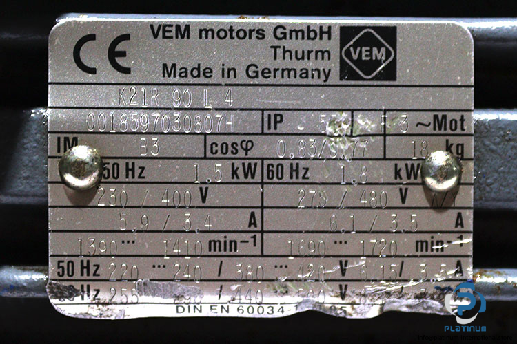 vem-K21R-90-L-4-brake-motor-used-2