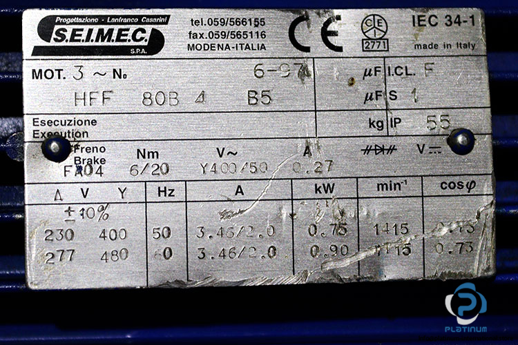seimec-HFF-80B-4-B5-brake-motor-used-1