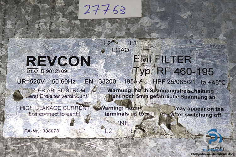 revcon-RF-460-195-emi-filter-(used)-1