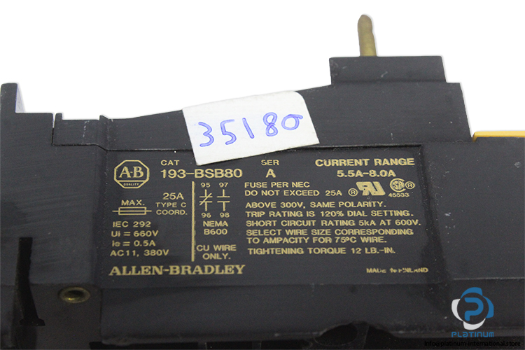 allen-bradley-193-BSB80-ser.a-overload-relay-(Used)-2