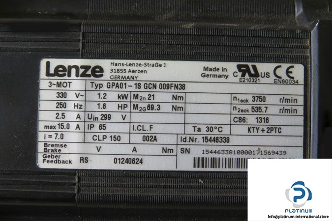 lenze-gpa01-1s-gcn-009fn38-geared-servo-motor-label-2