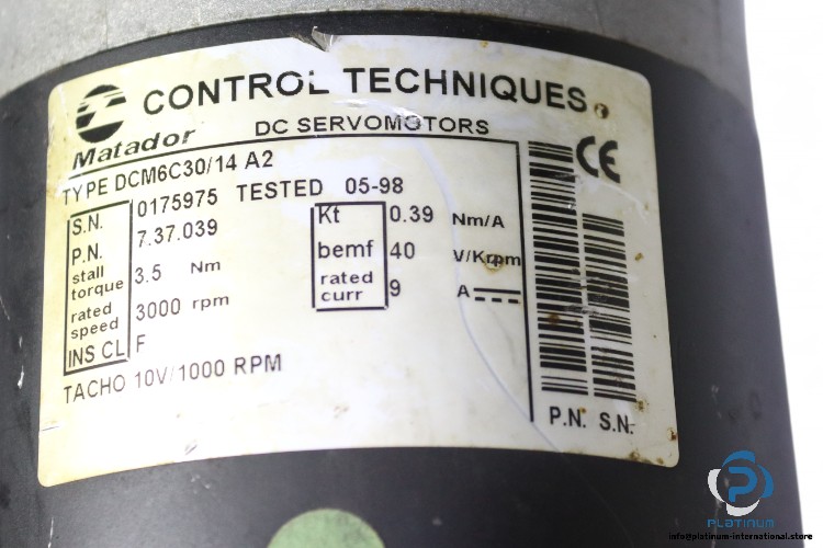 control-techniques-DCM6C30-14-A2-dc-servo-motor(used)-2