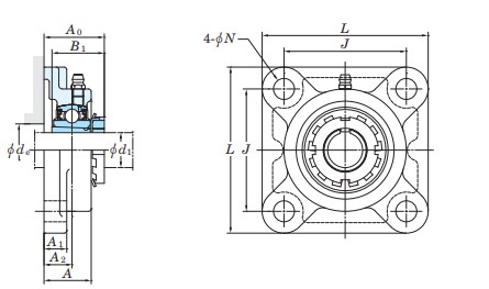 koyo-UKF205-J-square-flanged-ball-bearing-unit-new-carton-5