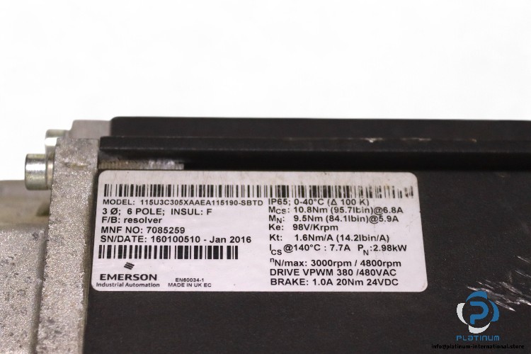 emerson-115U3C305XAAEA115190-SBTD-servo-motor(used)-2