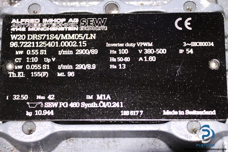 sew-W20-DRS71S4-MM05-LN-Spiroplan-gearmotor(used)-5