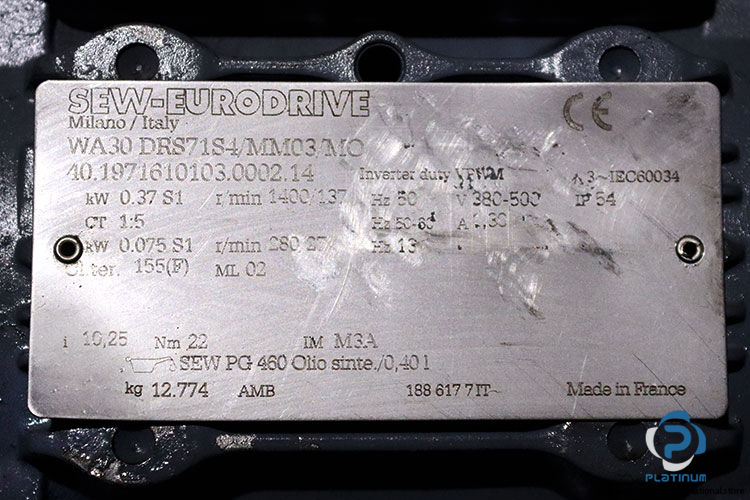 sew-WA30DRS71S4MM03MO-Spiroplan-gearmotor(used)-3