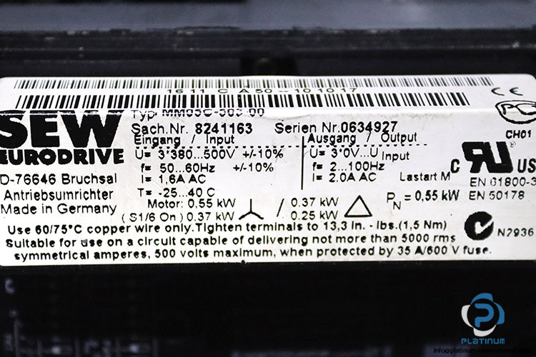 sew-W20-DT71D4-MM05-BW1-Bevel-helical-gearmotor(used)-4