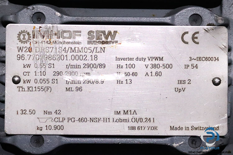 sew-W20DRS71S4MM05LN-SPIROPLAN-gearmotor(used)-2